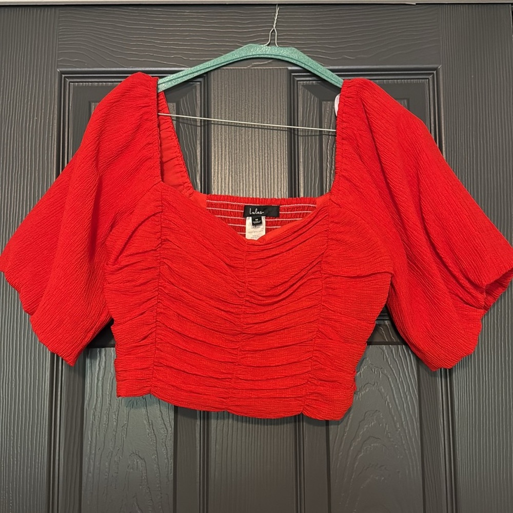 Lulu's Red Ruched Dress - Picture 2 of 3